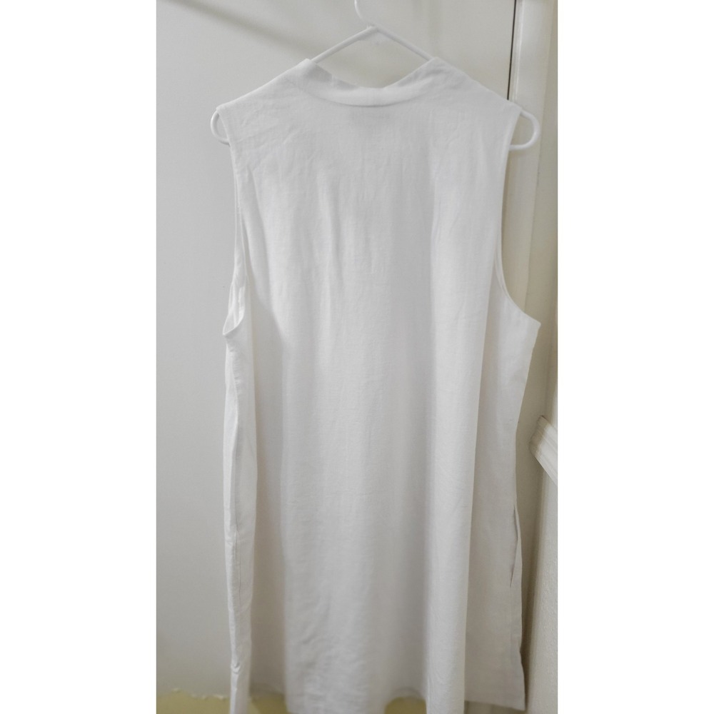 Tommy Bahama Two Palms White Linen Sleeveless Shift Dress V-Neck XL Pockets - Picture 3 of 11